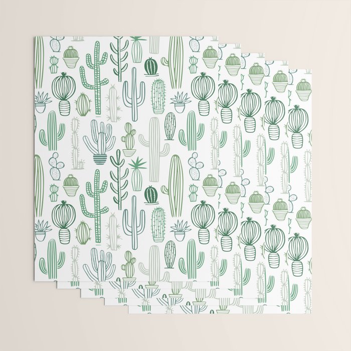 Cactus plant hand drawn doodle pattern Wrapping Paper Gallery Image 3