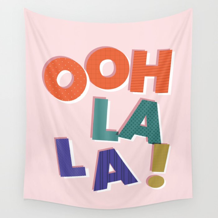 OOH LA LA! colorful french typography Wall Tapestry Gallery Image 4