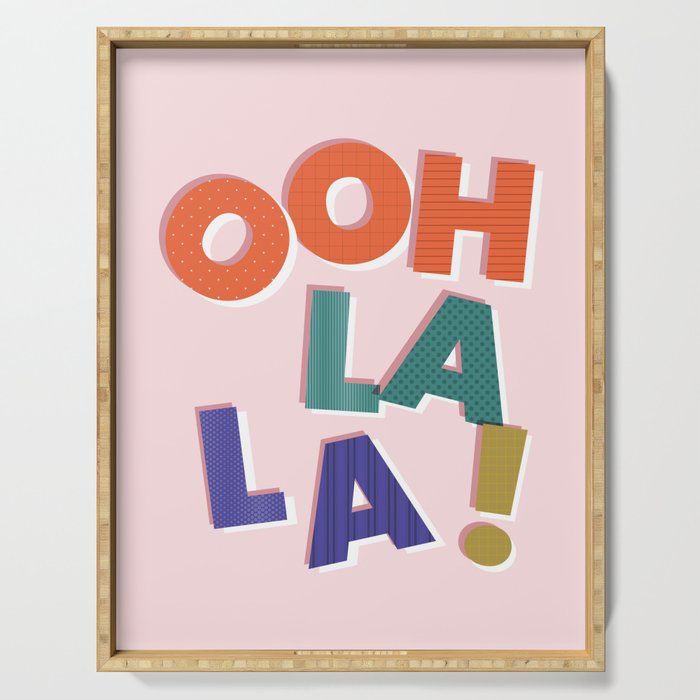 OOH LA LA! colorful french typography Serving Tray Gallery Image 1