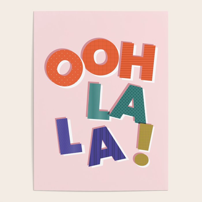 OOH LA LA! colorful french typography Poster Gallery Image 1