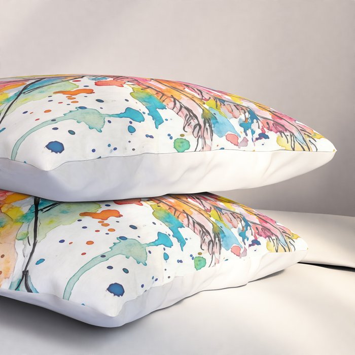 Abstract Axolotl Ink Art - Colour Splatter Watercolour Illustration Pillow Sham Gallery Image 3