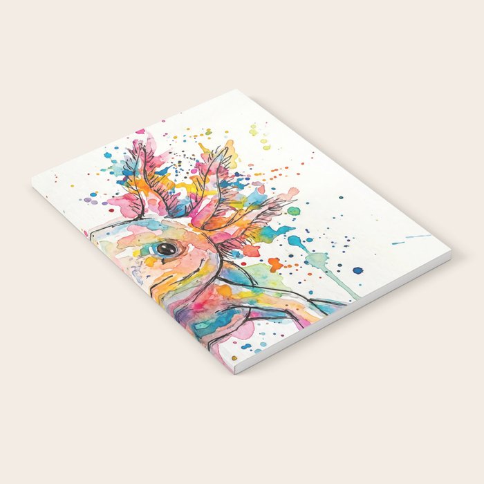 Abstract Axolotl Ink Art - Colour Splatter Watercolour Illustration Notebook Gallery Image 1