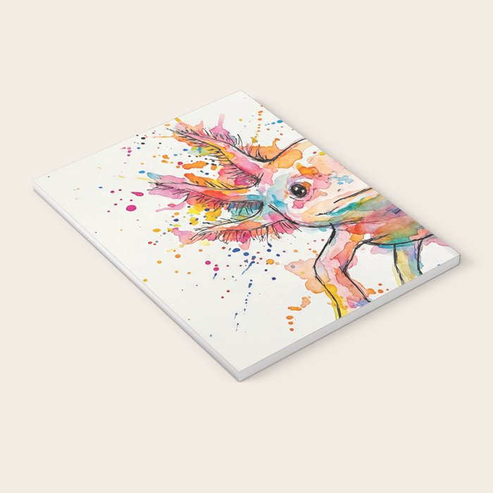Abstract Axolotl Ink Art - Colour Splatter Watercolour Illustration Notebook Gallery Image 3