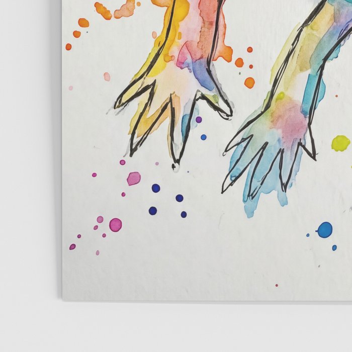 Abstract Axolotl Ink Art - Colour Splatter Watercolour Illustration Poster Gallery Image 3