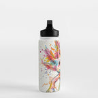 Abstract Axolotl Ink Art - Colour Splatter Watercolour Illustration Water Bottle Gallery Image 3