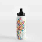 Abstract Axolotl Ink Art - Colour Splatter Watercolour Illustration Water Bottle Gallery Image 2