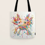 Abstract Axolotl Ink Art - Colour Splatter Watercolour Illustration Tote Bag Gallery Image 1