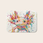 Abstract Axolotl Ink Art - Colour Splatter Watercolour Illustration Bath Mat Gallery Image 1