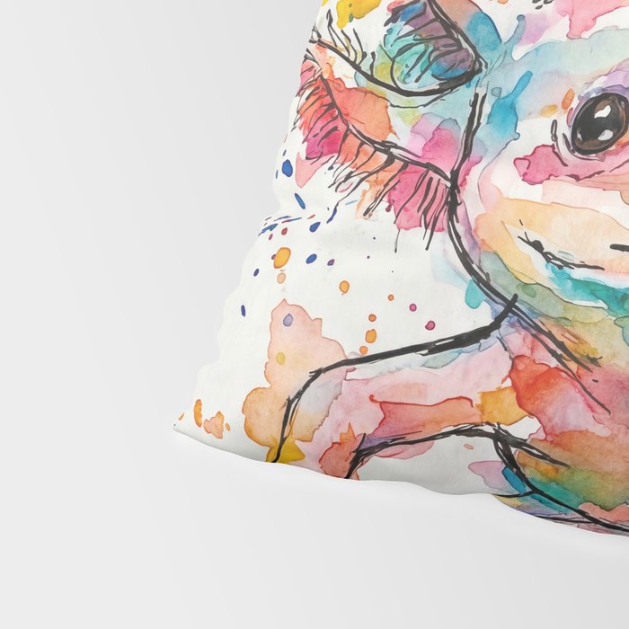 Abstract Axolotl Ink Art - Colour Splatter Watercolour Illustration Pillow Sham Gallery Image 4