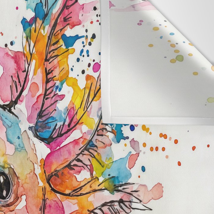 Abstract Axolotl Ink Art - Colour Splatter Watercolour Illustration Wall Tapestry Gallery Image 3