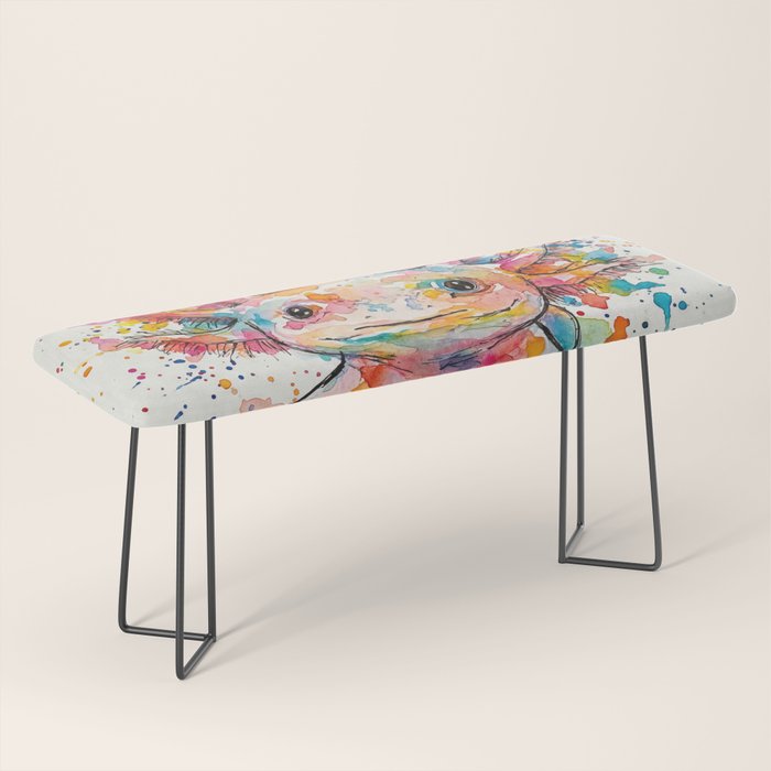 Abstract Axolotl Ink Art - Colour Splatter Watercolour Illustration Bench Gallery Image 1