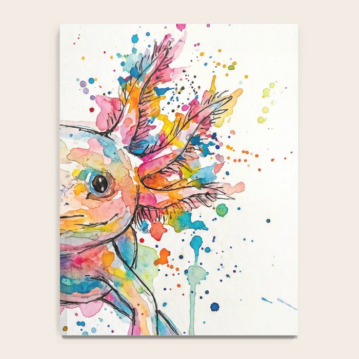 Abstract Axolotl Ink Art - Colour Splatter Watercolour Illustration Notebook Gallery Image 4