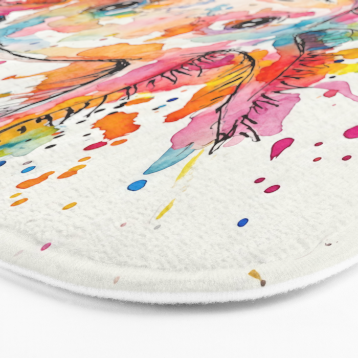 Abstract Axolotl Ink Art - Colour Splatter Watercolour Illustration Bath Mat Gallery Image 3
