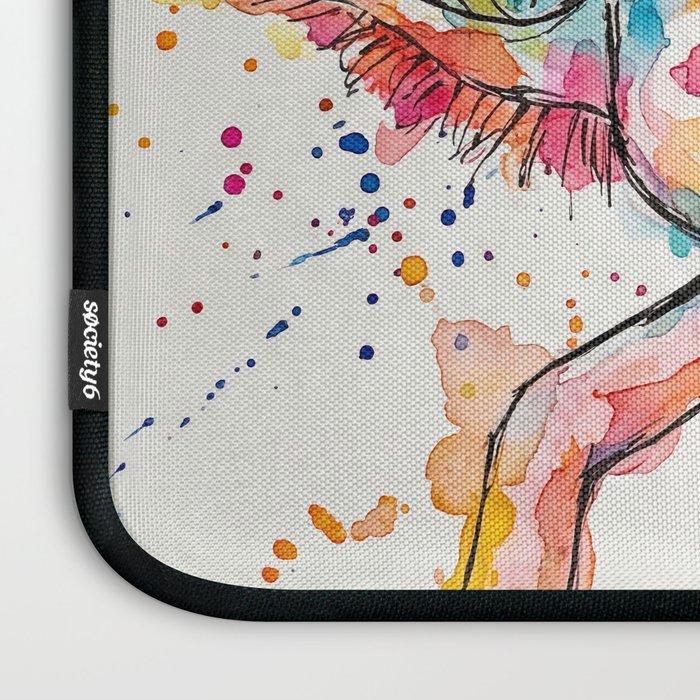 Abstract Axolotl Ink Art - Colour Splatter Watercolour Illustration Laptop Sleeve Gallery Image 3