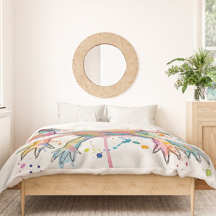Abstract Axolotl Ink Art - Colour Splatter Watercolour Illustration Duvet Cover Gallery Image 3