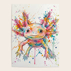 Abstract Axolotl Ink Art - Colour Splatter Watercolour Illustration Poster Gallery Image 4