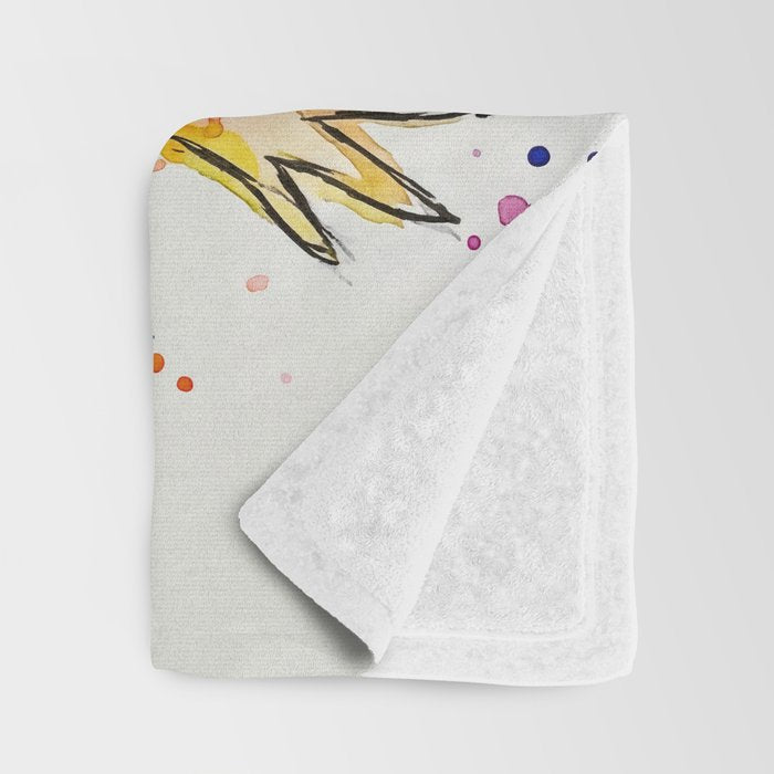 Abstract Axolotl Ink Art - Colour Splatter Watercolour Illustration Throw Blanket Gallery Image 3
