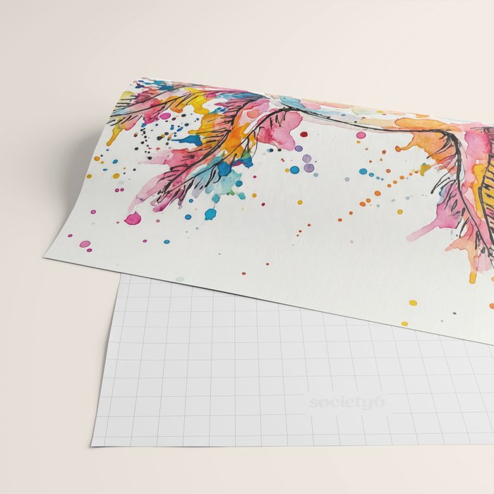 Abstract Axolotl Ink Art - Colour Splatter Watercolour Illustration Wrapping Paper Gallery Image 2
