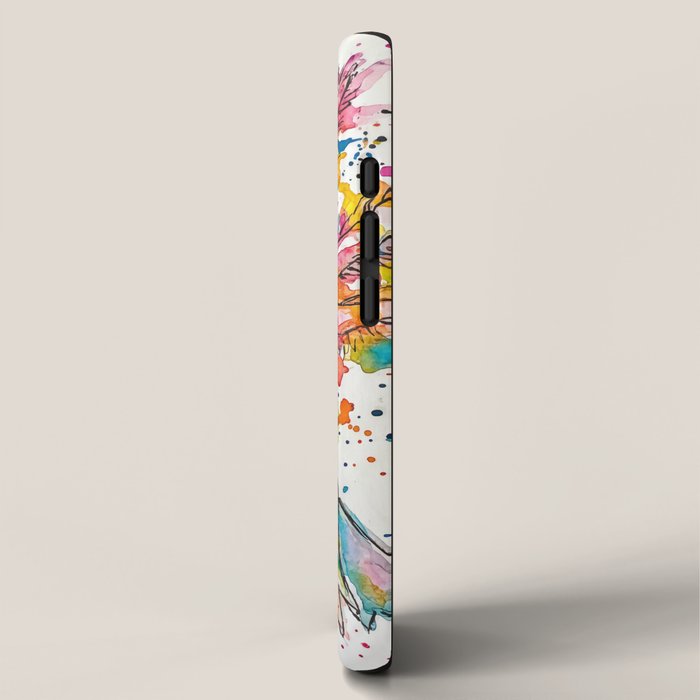 Abstract Axolotl Ink Art - Colour Splatter Watercolour Illustration iPhone Case Gallery Image 2