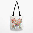 Abstract Axolotl Ink Art - Colour Splatter Watercolour Illustration Tote Bag Gallery Image 2