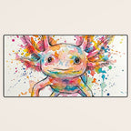 Abstract Axolotl Ink Art - Colour Splatter Watercolour Illustration Desk Mat Gallery Image 3