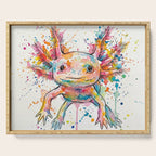 Abstract Axolotl Ink Art - Colour Splatter Watercolour Illustration Serving Tray Gallery Image 1