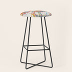 Abstract Axolotl Ink Art - Colour Splatter Watercolour Illustration Stool Gallery Image 1