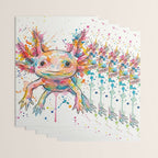 Abstract Axolotl Ink Art - Colour Splatter Watercolour Illustration Wrapping Paper Gallery Image 3