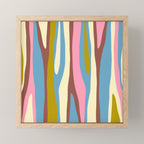 Abstract Eclectic Wild Stripes Pattern in Blue Pink Avocado Brown Mini Art Print Gallery Image 1