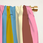 Abstract Eclectic Wild Stripes Pattern in Blue Pink Avocado Brown Window Curtain Gallery Image 2