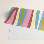 Abstract Eclectic Wild Stripes Pattern in Blue Pink Avocado Brown Wrapping Paper Gallery Image 2