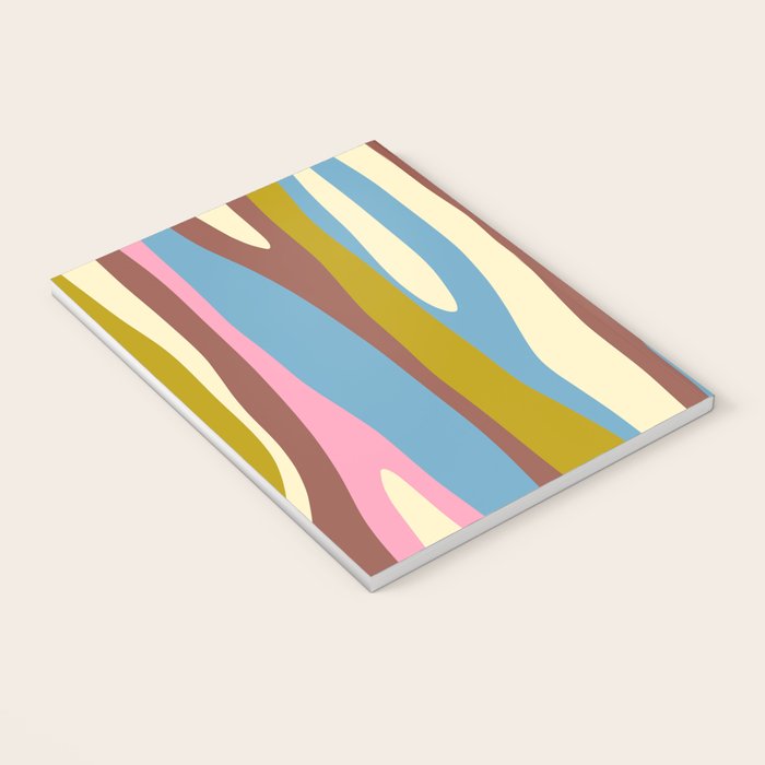 Abstract Eclectic Wild Stripes Pattern in Blue Pink Avocado Brown Notebook Gallery Image 3