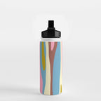 Abstract Eclectic Wild Stripes Pattern in Blue Pink Avocado Brown Water Bottle Gallery Image 2