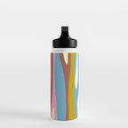 Abstract Eclectic Wild Stripes Pattern in Blue Pink Avocado Brown Water Bottle Gallery Image 3