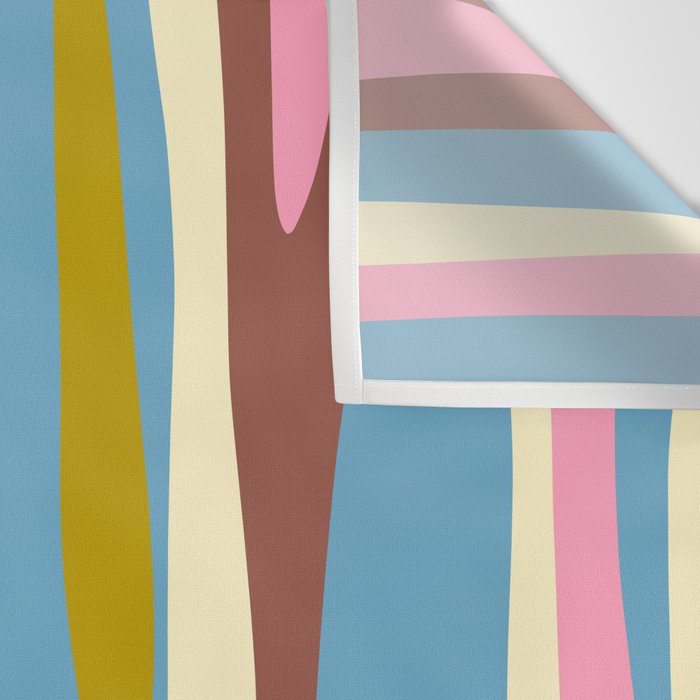 Abstract Eclectic Wild Stripes Pattern in Blue Pink Avocado Brown Wall Tapestry Gallery Image 3