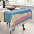 Abstract Eclectic Wild Stripes Pattern in Blue Pink Avocado Brown Tablecloth Gallery Image 3
