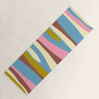 Abstract Eclectic Wild Stripes Pattern in Blue Pink Avocado Brown Yoga Mat Gallery Image 1