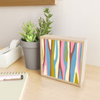 Abstract Eclectic Wild Stripes Pattern in Blue Pink Avocado Brown Mini Art Print Gallery Image 2