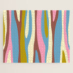 Abstract Eclectic Wild Stripes Pattern in Blue Pink Avocado Brown Jigsaw Puzzle Gallery Image 1
