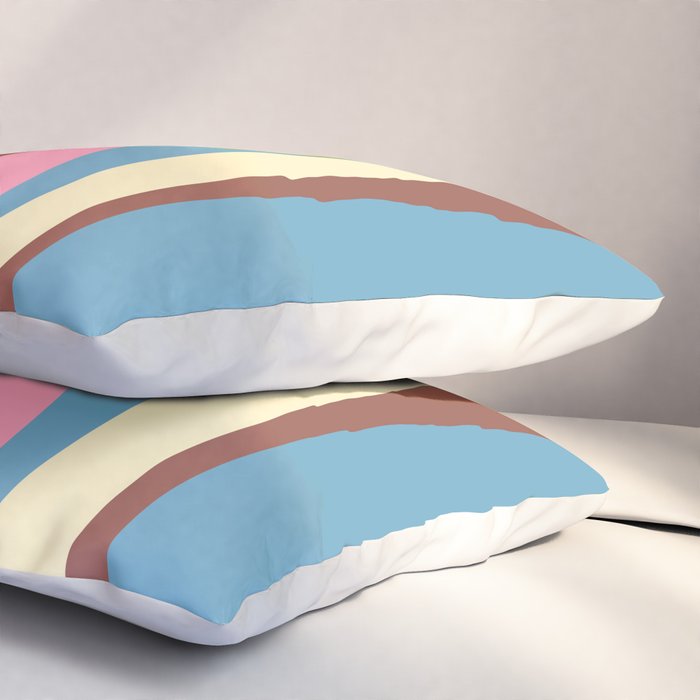 Abstract Eclectic Wild Stripes Pattern in Blue Pink Avocado Brown Pillow Sham Gallery Image 3