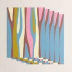 Abstract Eclectic Wild Stripes Pattern in Blue Pink Avocado Brown Wrapping Paper Gallery Image 3