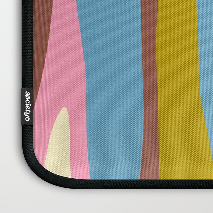 Abstract Eclectic Wild Stripes Pattern in Blue Pink Avocado Brown Laptop Sleeve Gallery Image 3