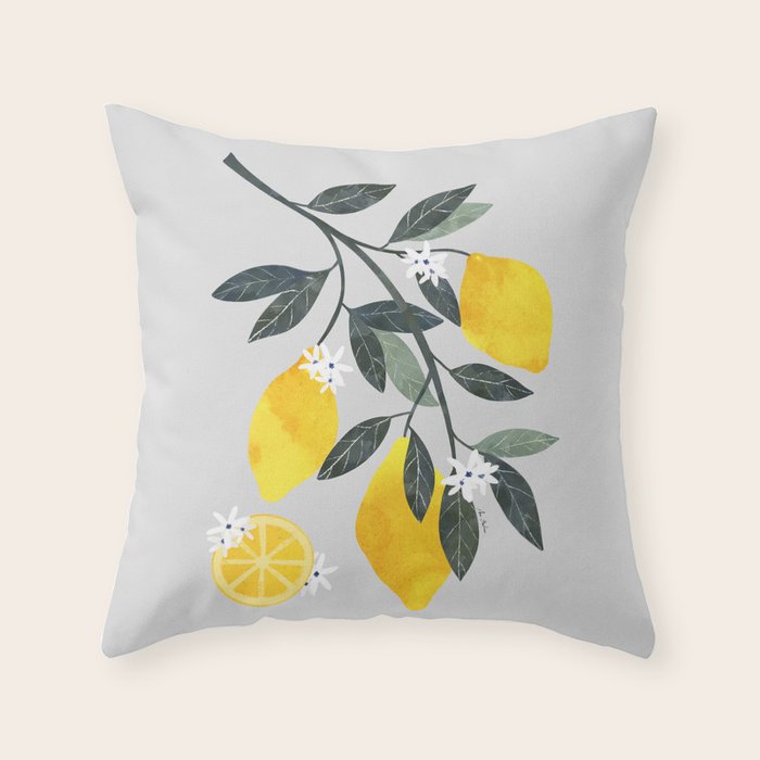 Lemon tree branch Throw Pillow Gallery Image 6