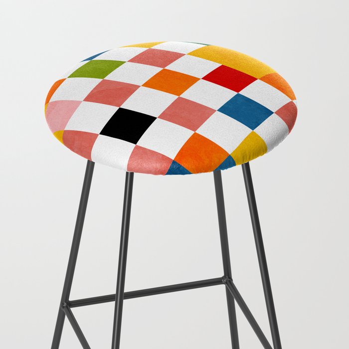 Abstract summer checkerboard Stool Gallery Image 2