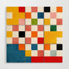Abstract summer checkerboard Wood Wall Art Gallery Image 1
