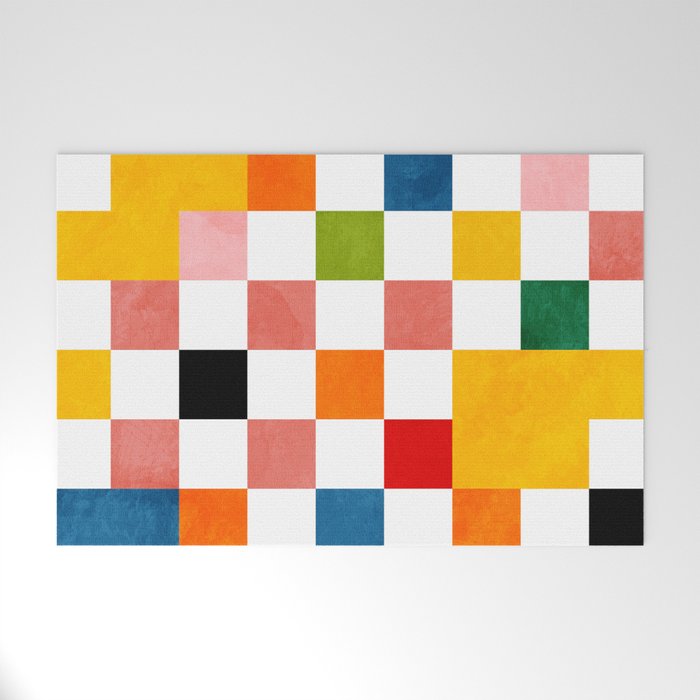 Abstract summer checkerboard Welcome Mat Gallery Image 1