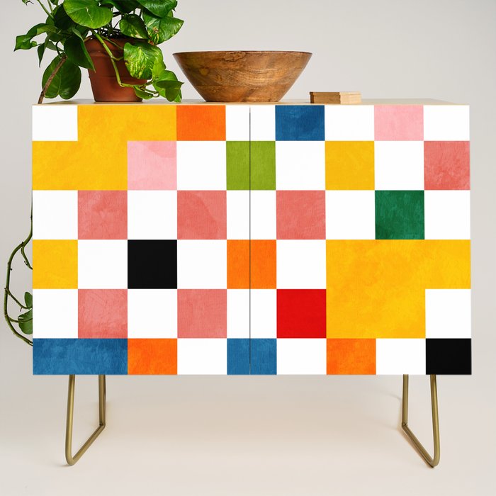Abstract summer checkerboard Credenza Gallery Image 1