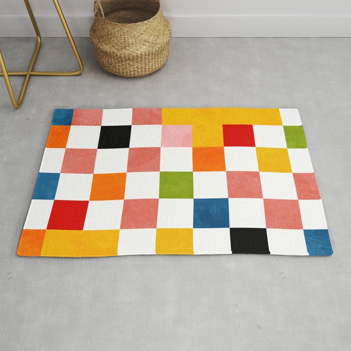 Abstract summer checkerboard Rug Gallery Image 1