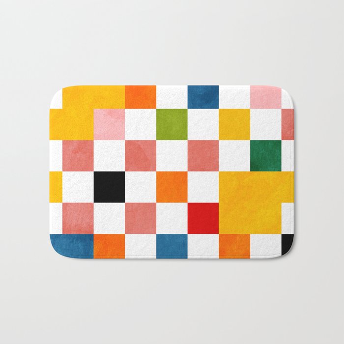 Abstract summer checkerboard Bath Mat Gallery Image 1