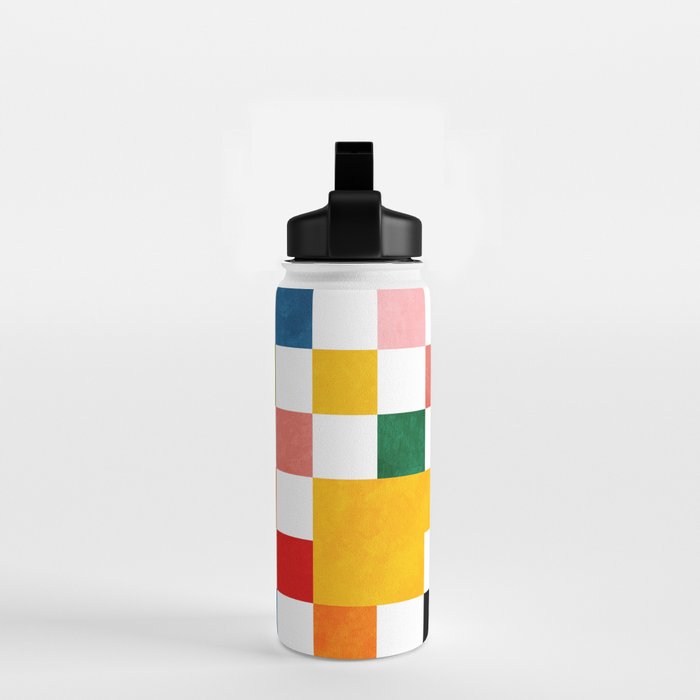 Abstract summer checkerboard Water Bottle Gallery Image 2